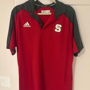 NC State Adidas Red and Black Men's Polo